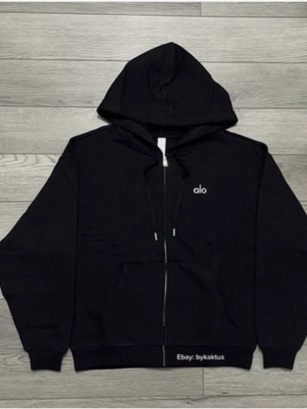 ALO Yoga Black Full-Zip Hoodie with Subtle Logo